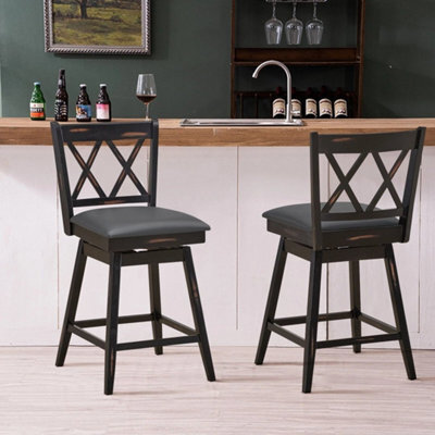 2Pack Bar Stools Counter Height Chair Pub Swiveling Upholstered Seat - image 1