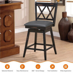 2Pack Bar Stools Counter Height Chair Pub Swiveling Upholstered Seat - thumbnail 3
