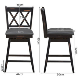 2Pack Bar Stools Counter Height Chair Pub Swiveling Upholstered Seat - thumbnail 2