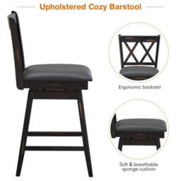 2Pack Bar Stools Counter Height Chair Pub Swiveling Upholstered Seat - thumbnail 5