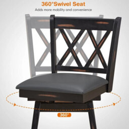 2Pack Bar Stools Counter Height Chair Pub Swiveling Upholstered Seat - thumbnail 4