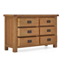Zelah Oak 6 Drawer Large Chest Of Drawers - Fully Assembled By Roseland Furniture - thumbnail 2