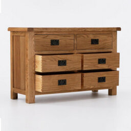 Zelah Oak 6 Drawer Large Chest Of Drawers - Fully Assembled By Roseland Furniture - thumbnail 3