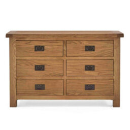 Zelah Oak 6 Drawer Large Chest Of Drawers - Fully Assembled By Roseland Furniture - thumbnail 4