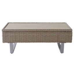 Fenchilin Garden Lounge Corner Sofa Set Rattan Cushioned Sofa And Table With Metal Legs Khaki - thumbnail 8