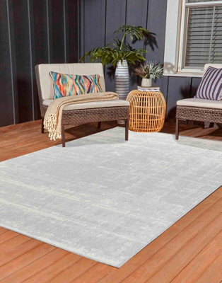 Modern Abstract Grunge Design Outdoor-Indoor Rugs Silver 120X170 Cm - image 1