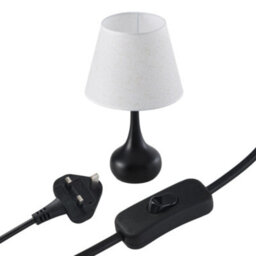 Living And Home Modern Table Lamp With Fabric Shade, Classic Black Matte Bedroom Bedside Lamp ,25X43Cm - thumbnail 8