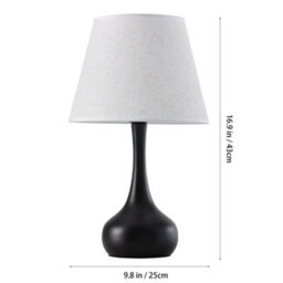 Living And Home Modern Table Lamp With Fabric Shade, Classic Black Matte Bedroom Bedside Lamp ,25X43Cm - thumbnail 9