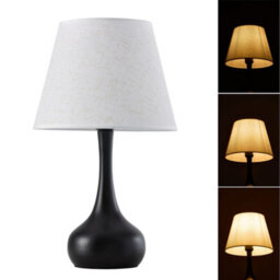 Living And Home Modern Table Lamp With Fabric Shade, Classic Black Matte Bedroom Bedside Lamp ,25X43Cm - thumbnail 2