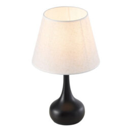 Living And Home Modern Table Lamp With Fabric Shade, Classic Black Matte Bedroom Bedside Lamp ,25X43Cm
