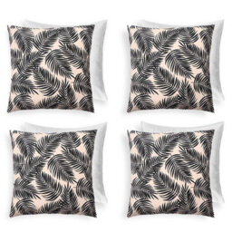 OHS 4 X Outdoor Filled Garden Cushion Cover, Mono Leaf - 45 X 45Cm - thumbnail 1