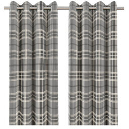 GoodHome Podor Grey Check Lined Eyelet Curtain (W)228Cm (L)228Cm, Pair - thumbnail 1