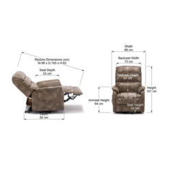 More4Homes Buckingham Single Motor Electric Rise Recliner Bonded Leather Armchair Sofa Mobility Chair (Stone) - thumbnail 9