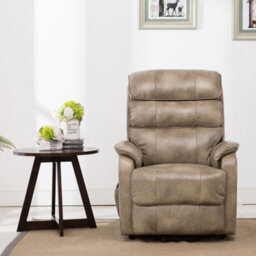 More4Homes Buckingham Single Motor Electric Rise Recliner Bonded Leather Armchair Sofa Mobility Chair (Stone) - thumbnail 7