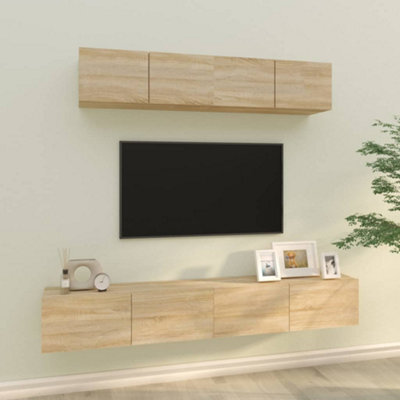 Berkfield 4 Piece Tv Cabinet Set Sonoma Oak Engineered Wood - image 1