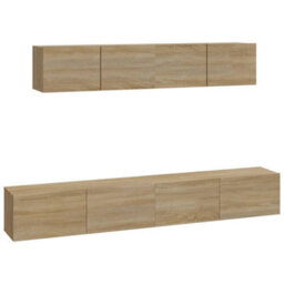 Berkfield 4 Piece Tv Cabinet Set Sonoma Oak Engineered Wood - thumbnail 2