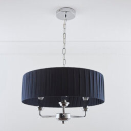 K Living Giulia 3 Light Chrome Chandelier And Navy Shade