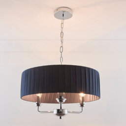 K Living Giulia 3 Light Chrome Chandelier And Navy Shade - thumbnail 2
