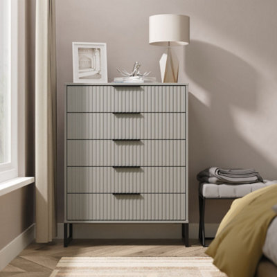 Ancona Matt Dusk Grey 5 Drawer Chest (H)1008mm (W)765mm (D)395mm - image 1