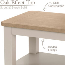Christow Slim Console Table Oak-Effect Top Shelf & Storage Pebble H60Cm X W65Cm X D28Cm - thumbnail 5