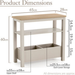 Christow Slim Console Table Oak-Effect Top Shelf & Storage Pebble H60Cm X W65Cm X D28Cm - thumbnail 6