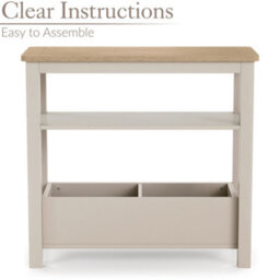 Christow Slim Console Table Oak-Effect Top Shelf & Storage Pebble H60Cm X W65Cm X D28Cm - thumbnail 4