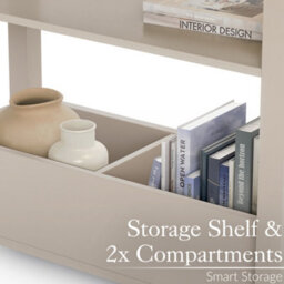 Christow Slim Console Table Oak-Effect Top Shelf & Storage Pebble H60Cm X W65Cm X D28Cm - thumbnail 3