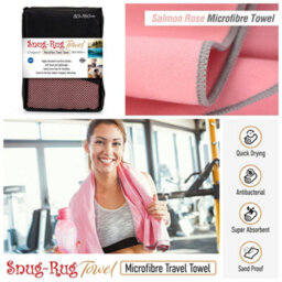 Snug Rug Microfibre Beach Towel Super Absorbent Quick Drying Lightweight Large 80 X 160Cm - Salmon Rose Pink - thumbnail 8
