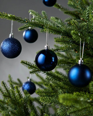 WeRChristmas Navy Blue Shatterproof Christmas Baubles, 50 Pack - image 1