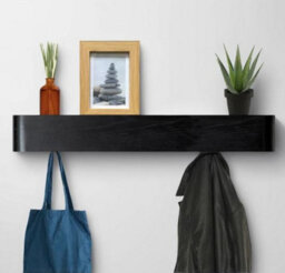 Magna Retail Black Coat Rack Wall Mounted With Shelf And 8 Hidden Hooks Modern Coat Stands For Hallway Solid Wood Veneer Panel - thumbnail 1