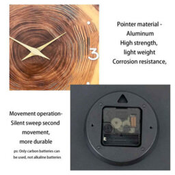 14 Inch Wooden Ring Wall Clock  Natural Wood Effect, Silent Non-Ticking Design - thumbnail 3