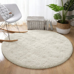 Aspire Homeware Non-Slip Cream Shaggy Rug Soft Fluffy Washable, Round Living Area And Bedroom Rug, (L)120Cm X (W)120Cm - thumbnail 6