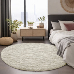 Aspire Homeware Non-Slip Cream Shaggy Rug Soft Fluffy Washable, Round Living Area And Bedroom Rug, (L)120Cm X (W)120Cm - thumbnail 7