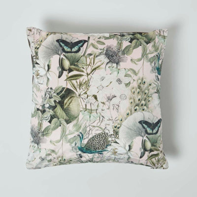 Homescapes Floral Butterfly Garden Pink Cushion 46 X 46 Cm - image 1