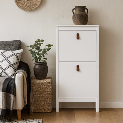 Wyld Haus Wildberry Matt White Wooden Shoe Cabinet With 2 Flip-Down Doors - image 1
