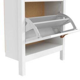 Wyld Haus Wildberry Matt White Wooden Shoe Cabinet With 2 Flip-Down Doors - thumbnail 8