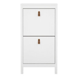 Wyld Haus Wildberry Matt White Wooden Shoe Cabinet With 2 Flip-Down Doors - thumbnail 4