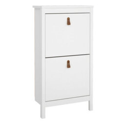 Wyld Haus Wildberry Matt White Wooden Shoe Cabinet With 2 Flip-Down Doors - thumbnail 3