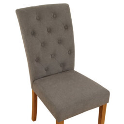 The Furniture Market Bunbury Grey Fabric Button Back Dining Chair Natural Oak Legs Classic Upholstered Seat Sprung & Webbed Base Wood Frame - thumbnail 4