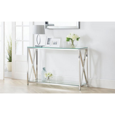 Ashfield Silver Chrome Frame Console Table - image 1