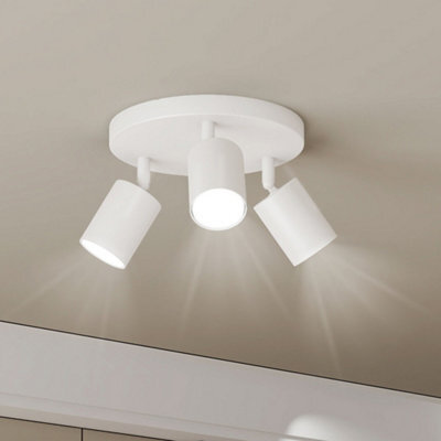 Emitto 3-Way Spotlight Ceiling Light Adjustable Gu10 Modern White Round Base - image 1