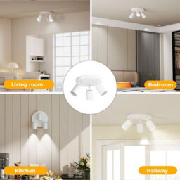 Emitto 3-Way Spotlight Ceiling Light Adjustable Gu10 Modern White Round Base - thumbnail 9