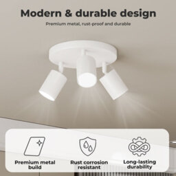 Emitto 3-Way Spotlight Ceiling Light Adjustable Gu10 Modern White Round Base - thumbnail 5
