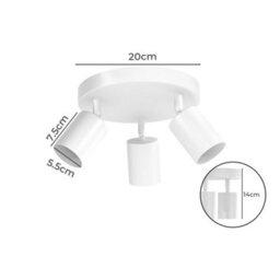 Emitto 3-Way Spotlight Ceiling Light Adjustable Gu10 Modern White Round Base - thumbnail 4
