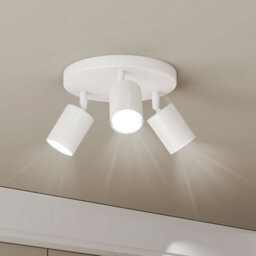 Emitto 3-Way Spotlight Ceiling Light Adjustable Gu10 Modern White Round Base - thumbnail 1