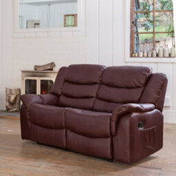 Almeira 2 Seat Bonded Leather Recliner Sofa - Burgundy