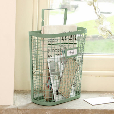 Dibor Sage Green Metal Indoor Wall Storage Basket - image 1