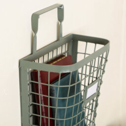 Dibor Sage Green Metal Indoor Wall Storage Basket - thumbnail 4