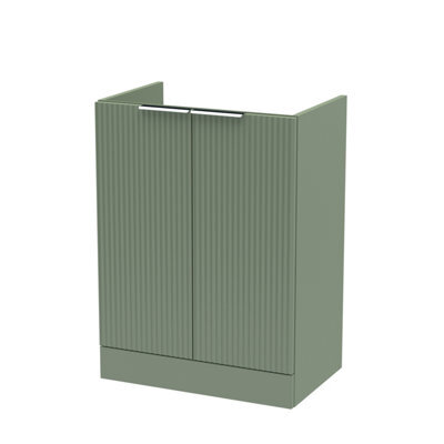 Hudson Reed Fluted 600mm Floor Standing 2-Door Unit-Satin Green - image 1