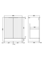 Hudson Reed Fluted 600mm Floor Standing 2-Door Unit-Satin Green - thumbnail 2